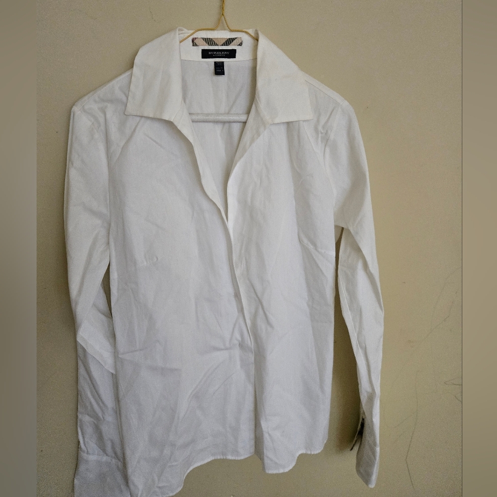 Burberry Two White Buttons Down Shirt Crisp Cotton Professional